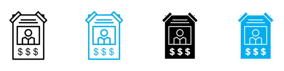 Wanted Poster Icon for Crime, Law Enforcement, and Western Themes