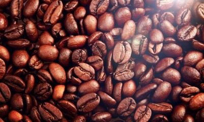 Tasty aroma roasted coffee beans