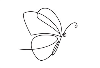 One line flying butterfly design silhouette. Hand drawn minimalism style vector illustration