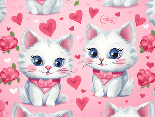 Set of watercolor cute pet animals couple for sticker valentin's day vector illustration
