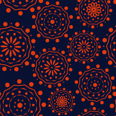 Vector. Perforated geometric patterns Papel Picado pattern. Hispanic Heritage Month. Polygonal seamless pattern for poster, cover, social network; for textiles, wallpaper, packaging, wrapping paper.