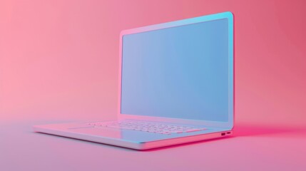 Fototapeta premium Laptop Color Background. 3D Rendering of Isolated Laptop on White Background