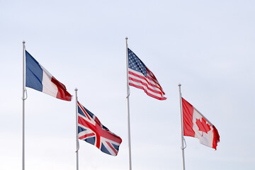 Commemorative flags honour the dead of world war two