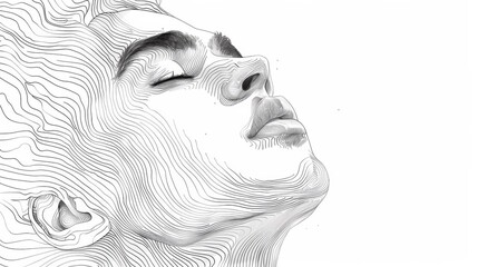 A drawing of a woman's face with wavy lines, AI