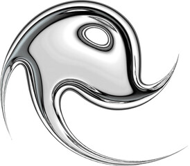 Y2K Metallic Chrome 2000s Retro Vintage PNG Graphic Element 