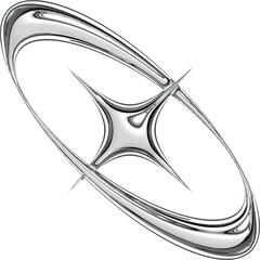 Y2K Metallic Chrome 2000s Retro Vintage PNG Graphic Element 