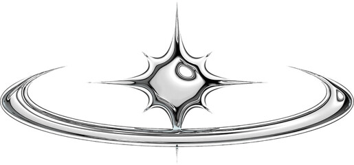 Y2K Metallic Chrome 2000s Retro Vintage PNG Graphic Element 