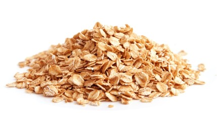 Oatmeal White Background. Pile of Oatmeal Isolated on White, Natural and Healthy Food