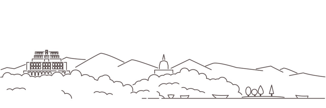 Srinagar Dark Line Simple Minimalist Skyline With White Background