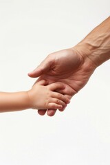 Fototapeta premium A close up of a hand holding the little child's hands, AI