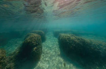 Actioncam underwater seascape capture during snorkeling at croatia, adriatic sea