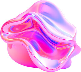Pink and Purple Metallic Glossy Abstract PNG Object Element