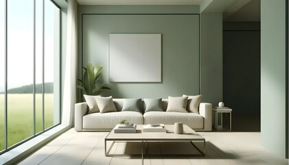 Stylish interior of modern living room with light wall, Mock Living room for interior painting and drawing