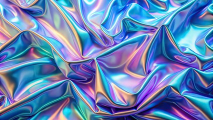 Vaporwave holographic background with gradient chrome pattern, generated through AI, Vaporwave, holographic, background, gradient, chrome, pattern, Generative AI, abstract, futuristic