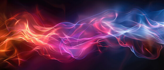 Fototapeta premium Abstract visualization of colorful smoked cloth threads on a dark background
