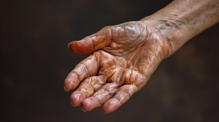 Fototapeta premium A close up of a person's hand with some sort of liquid on it, AI