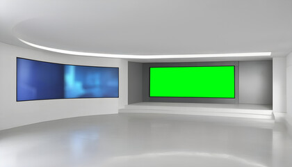 Television studio, virtual set set , ideal for green screen compositing.