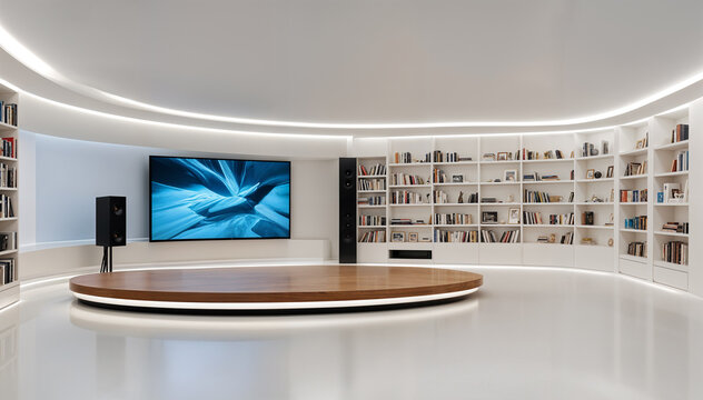 Television studio, virtual set set , ideal for green screen compositing.