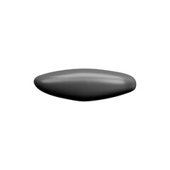 3D stone rock, volumetric grey pebble or natural mineral smooth cobblestone vector icon, horizontal glossy boulder
