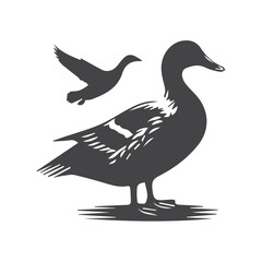 silhouette of a duck