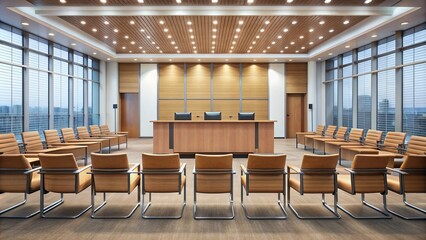 Empty conference room with a podium and rows of chairs , corporate event, speaker, stage, audience, professionals, seminar, conference, empty, room, chairs, podium, presentation, business