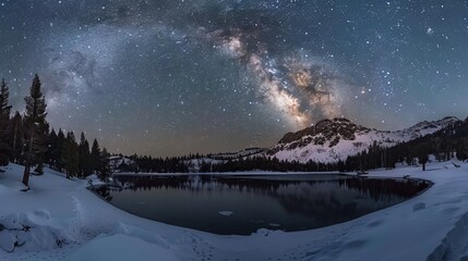 "Emerald Lake in Lassen Volcanic National Park, California, with the Milky Way Galaxy and Stars as the Backdrop"