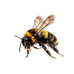 a stunning bee is flying, isolated on transparent background, macro, incredible pollinator. PNG Format