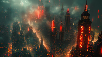 Obraz premium A dystopian cityscape 