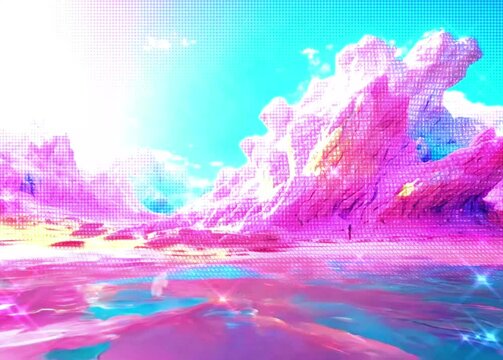 pink Bright gradient blue yellow teal pink Colorful Blurred backdrop with place 3D animation motion