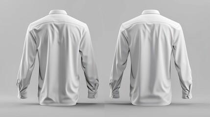 Blank long sleeve collared shirt mockup front and back views plain tshirt design presentation for print 3D rendering 3D illustration