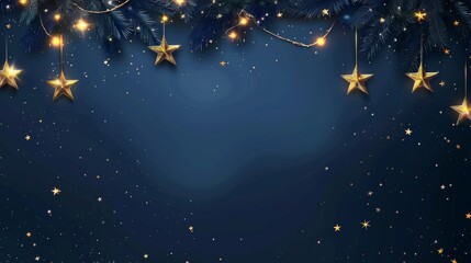 Fototapeta premium dark navy blue background with small stars shining throughout, 