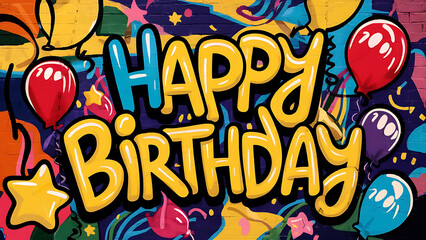 text Happy Birthday, colorful, anniversary 