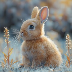 charismatic rabbit, cute, full body, highly detailed, in nature, white plain background, very realistic, cinematic 
