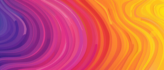 Minimalist pop art rainbow gradient with swirl waves lines curve pattern style background