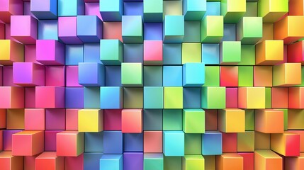 Fully seamless abstract cube pattern Colorful geometric 3D vector wallpaper cube pattern background