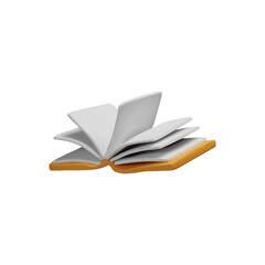 3D vector yellow open book icon on isolated background.