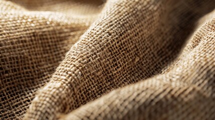Rough and natural the texture of a burlap cloth up close displays a rawness in its loosely woven threads of muted sandy tones