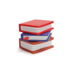 Stack of colorful 3D books vector illustration icon