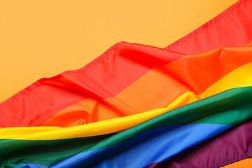 LGBT flag on orange background