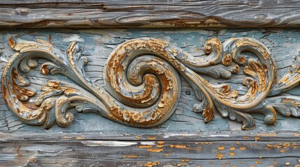 The intricate knots and swirls on a weathered crate adding depth and texture to its faded facade