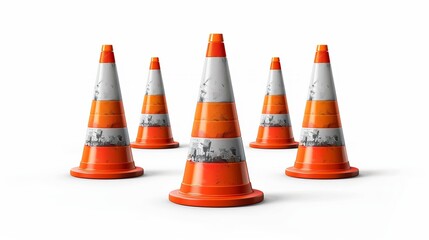 Isolated vector of traffic cones
