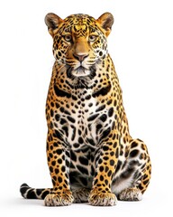 Obraz premium the East African Jaguar , white copy space on right Isolated on white background