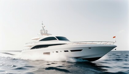 Fototapeta premium luxury speed boat vehicle yacht white, isolated white background 