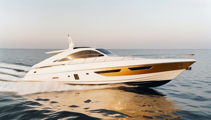 luxury speed boat vehicle yacht white, isolated white background 
