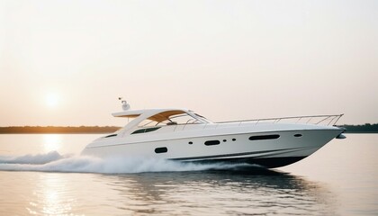 Naklejka premium luxury speed boat vehicle yacht white, isolated white background 