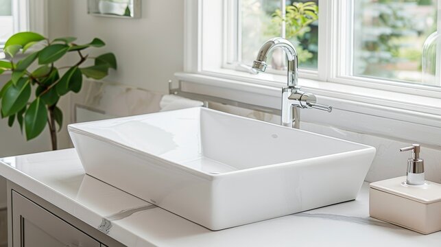 With a pristine porcelain surface the sink is both sleek and inviting adding a touch of sophistication to any space