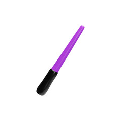 Realistic magic wand purple and black colors 3D icon, vector render volume wizard stick tool, focus trick equipment