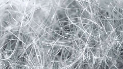 A dense array of transparent wiry strands gathered in a thick bundle forming a chaotic yet organized tangle of fibers