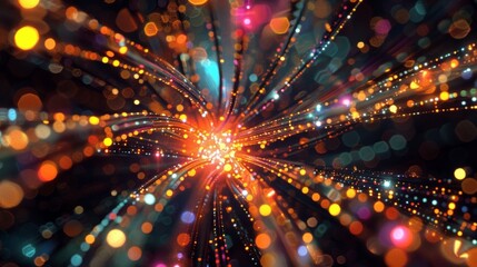 Fototapeta premium The end of a fiber optic cable revealing a series of intricate reflective patterns that resemble a kaleidoscope