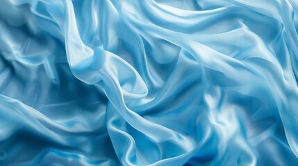 Obraz premium The smooth surface of a silk scarf resembling a calm glistening pond with its light blue color and gentle ripples